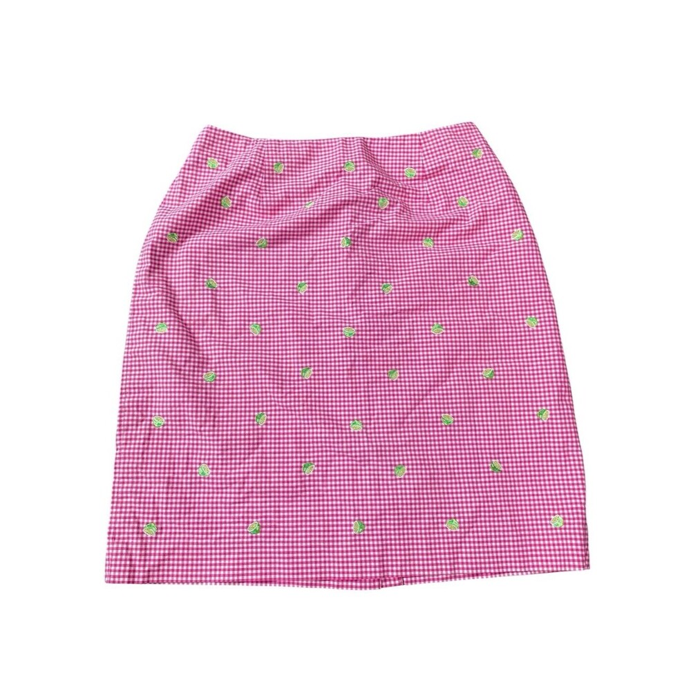 Talbots Gingham American Preppy Parisian Skirt Lemon  Stretch Size 4p